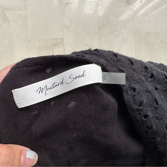 Mustard Seed Black Eyelet Vneck Mini Dress with Built-in Shorts - Picture 9 of 10